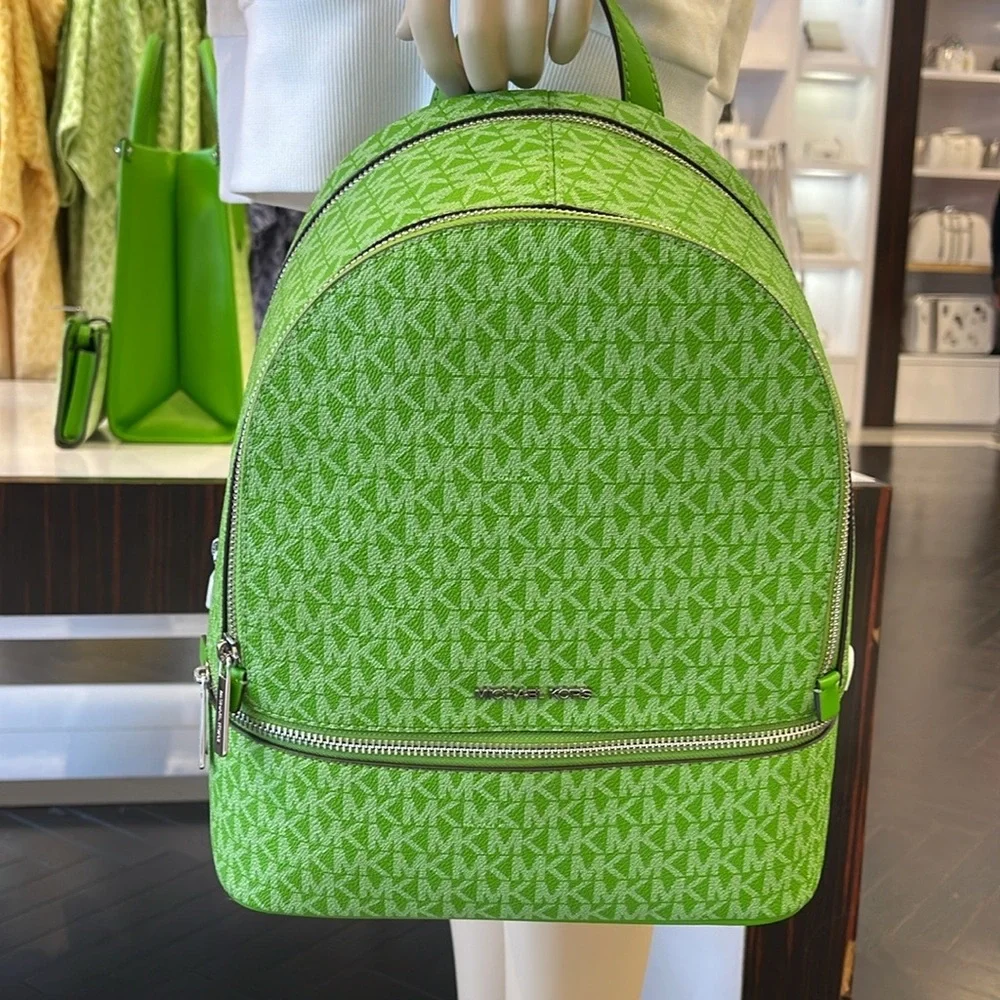 Michael Kors Rhea Medium Signature Logo Backpack
Jungle Green 
NWT - Picture 8 of 16